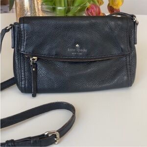 kate spade Black Pebbled Leather Crossbody with Front Zip